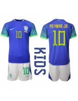 Brasilia Neymar Jr #10 Vieraspaita Lasten MM-kisat 2022 Lyhythihainen (+ shortsit)
